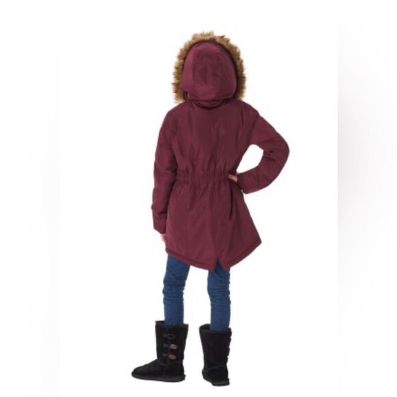 Member's Mark Ultimate Girls Maroon fur lined hooded Parka jacket sz 10/12 - Picture 10 of 14